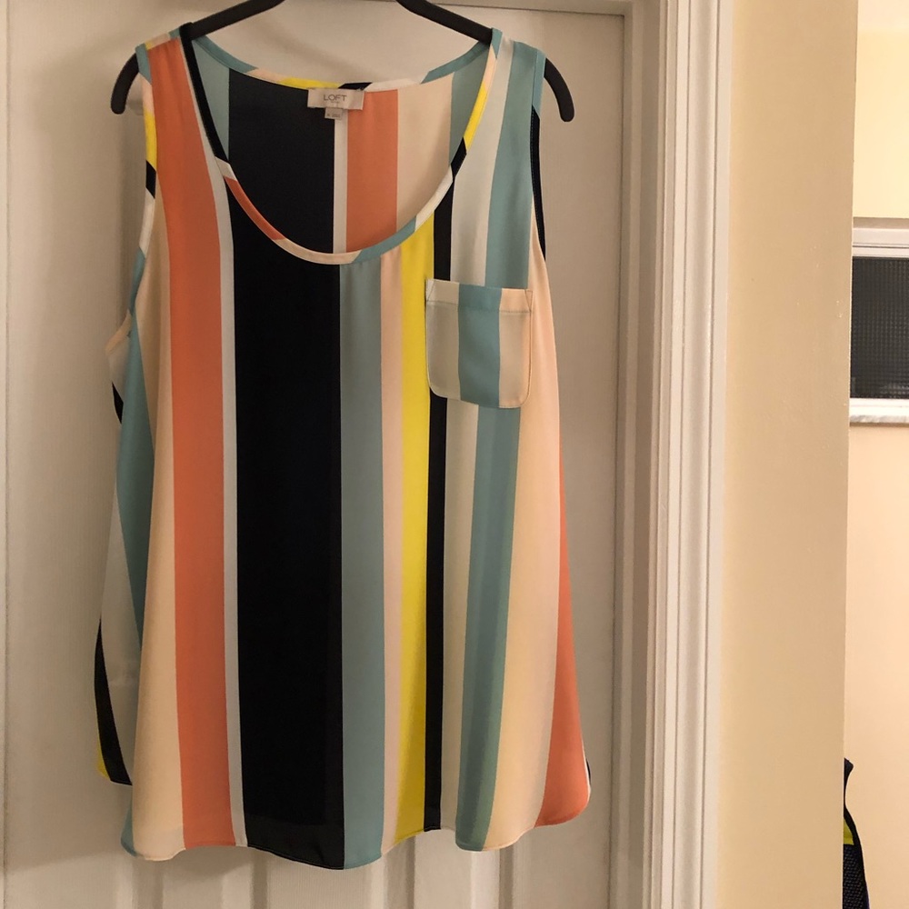 XL Striped Pocket Tank from Loft Outlet